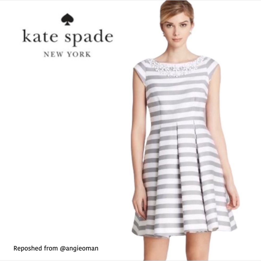 ♠️ Kate Spade | Sateen Striped Mariella Cocktail Dress in Monaco - Size 8